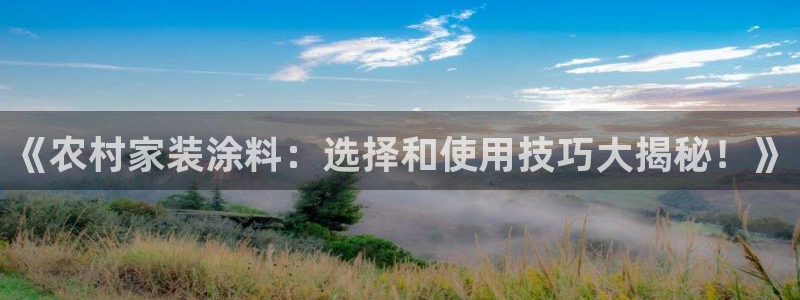 和记国际开户：《农村家装涂料：选择和使用技巧大揭秘！》